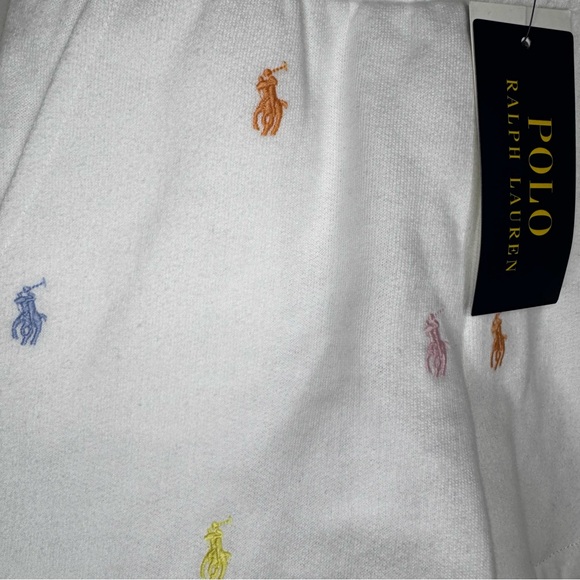 Ralph Lauren Polo Kids White Shorts with Colorful Embroidery - Picture 2 of 5